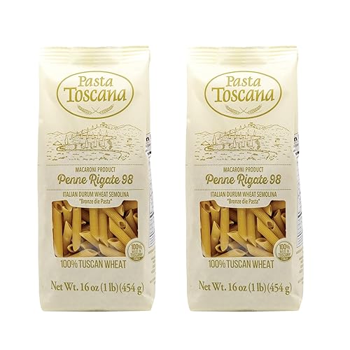 Pasta Toscana | Bronze Die Pasta | Italian Durum Wheat Semolina | Bronze die Pasta, 16 oz (Pack of 2, Penne Rigate)