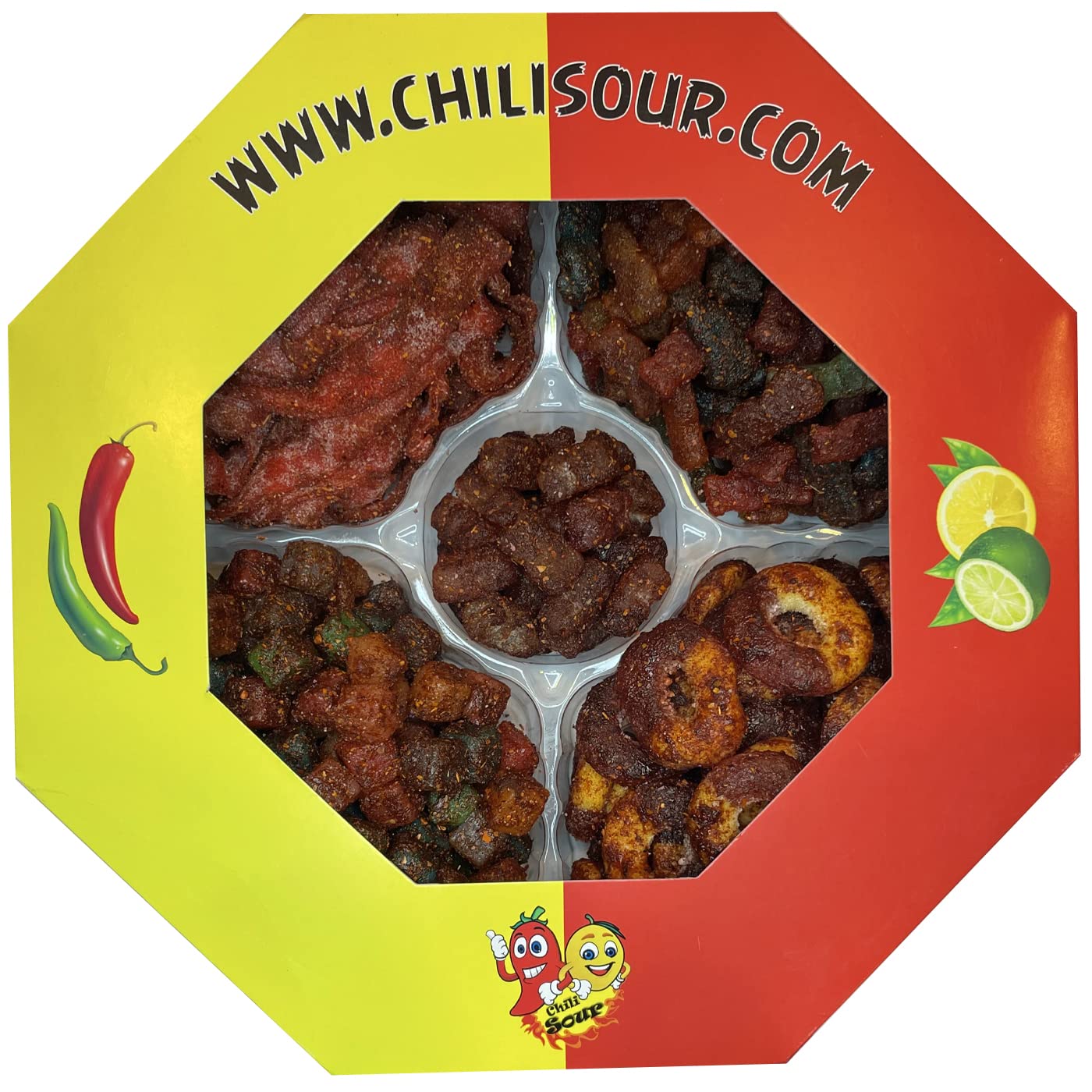 CHILI SOUR Mix Gummy Gift Tray, Spicy Sweet & Sour Assortment Holiday Box 2 Lb