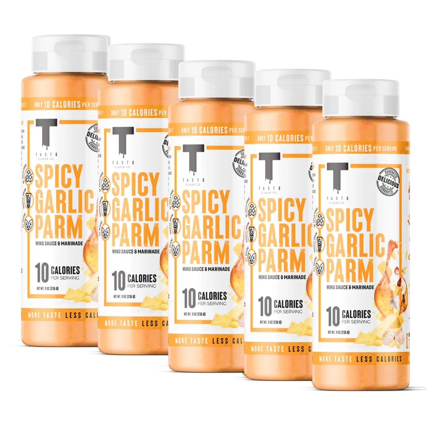 Taste Flavor Co. Grilling, Dipping Sauce and Marinade, Great Tasting, Low-Calorie Sauces, Keto Friendly, No Oils (5 Pack, Spicy Garlic Parm)