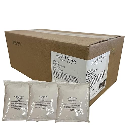 Farmer Brothers Spice Chai Tea Latte Powder Mix - 6 Bags (2LB Each) Creamy Instant Chai, Sweet Spiced Tea Latte, Hot or Iced Drink Mix, Café-Quality