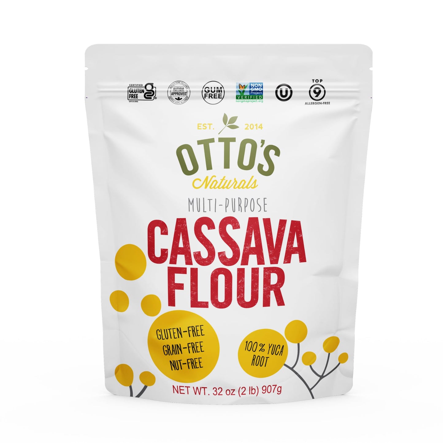 Otto's Naturals Multi-Purpose Cassava Flour, Non-GMO, Gluten-Free, Grain, Nut and Gum-Free, 1-to-1 Wheat Flour Alternative, Paleo, AIP, 2 lb