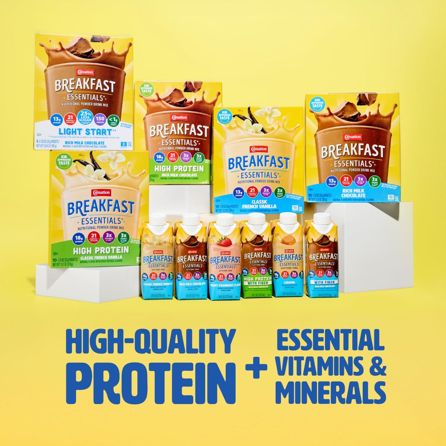Carnation Breakfast Essentials Fruit and Protein Smoothie Nutritional Drink, Strawberry Banana, 24 - 8 fl oz Cartons (Packaging May Vary)