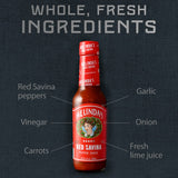Melinda’s Red Savina Pepper Hot Sauce - Craft Extra Spicy Habanero Hot Sauce - Made with Fresh Ingredients, Red Savina Peppers, Vinegar, Carrot, Onion