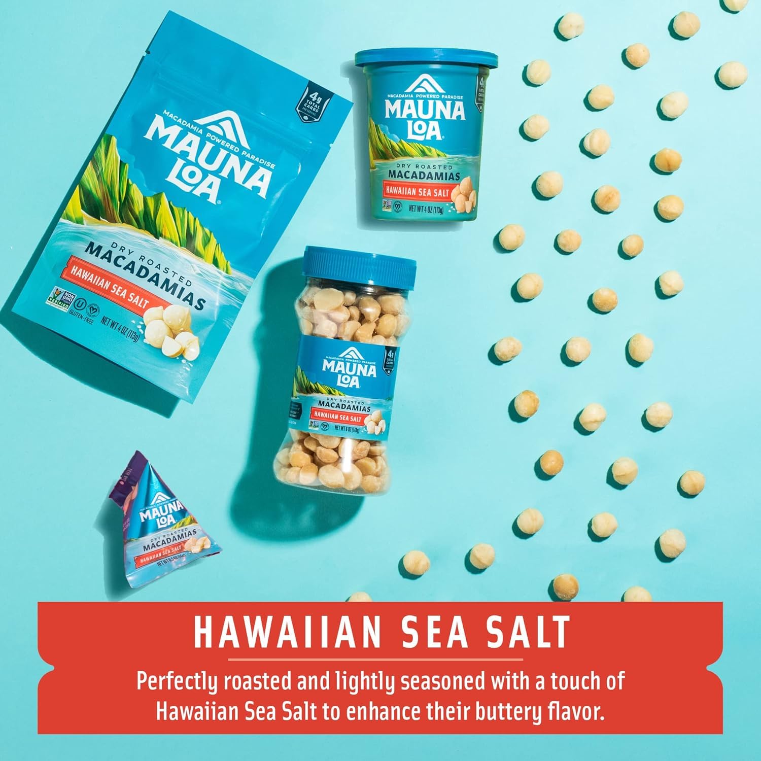 Mauna Loa Roasted Macadamia Nuts, Sea Salt, 6 oz - Keto, Gluten-Free, Healthy Snack