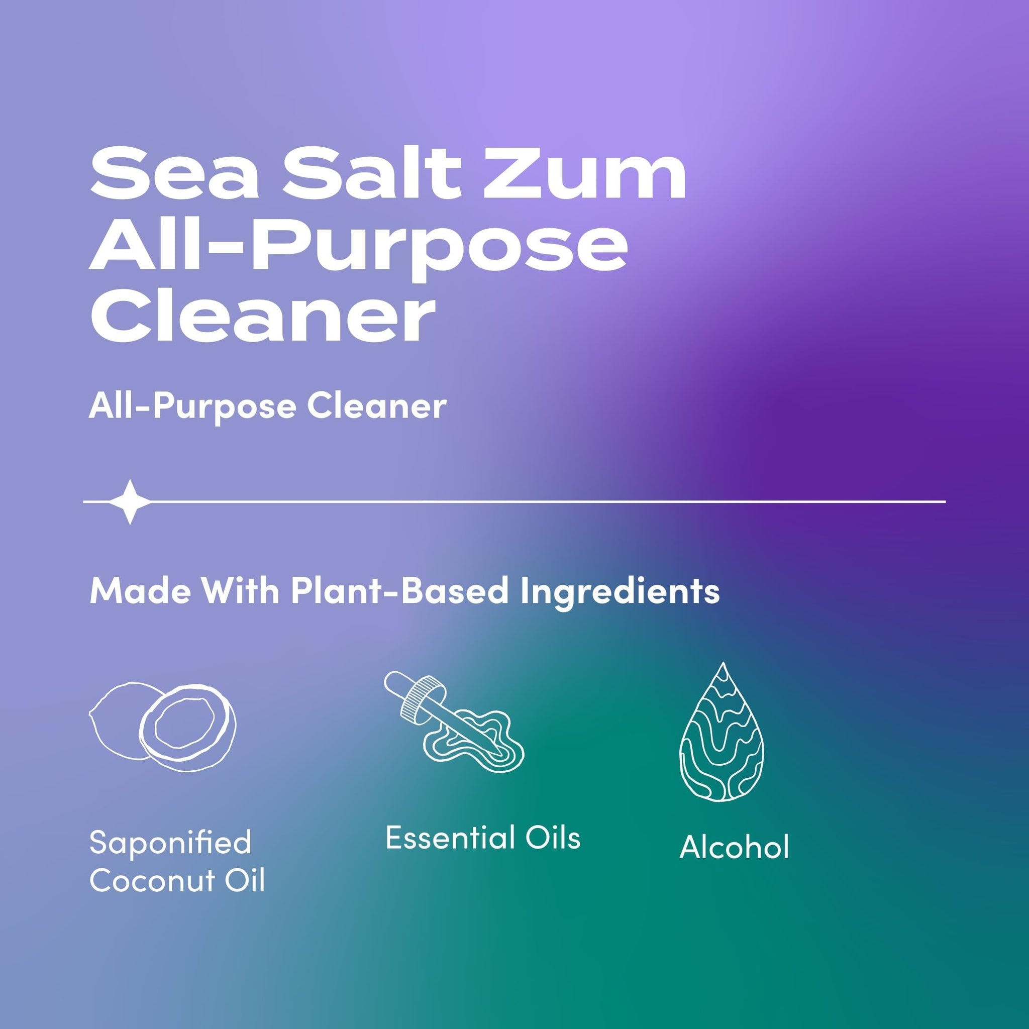 Indigo Wild Zum All-Purpose Cleaner - Natural Multipurpose Cleaner Made with Essential Oils, Baking Soda & More - Sea Salt, 16 fl oz