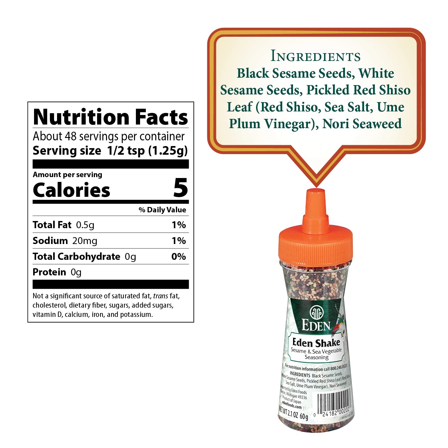 Eden Foods Sesame Vegetable Shake, 2.1 OZ