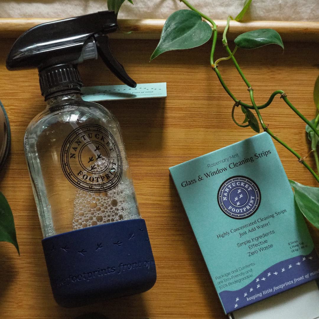 Nantucket Footprint Window Bundle: Window Cleaning Sheets + Reusable Glass Bottle + Professional Window Cloths | Save 10%