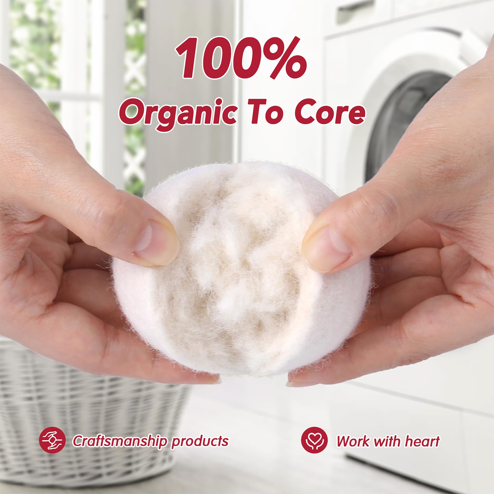 100% New Zealand Wool Dryer Balls XL Size - 6 Pack, Organic & Chemical-Free Fabric Softener, Baby Safe & Hypoallergenic, Reduces Static, Wrinkles