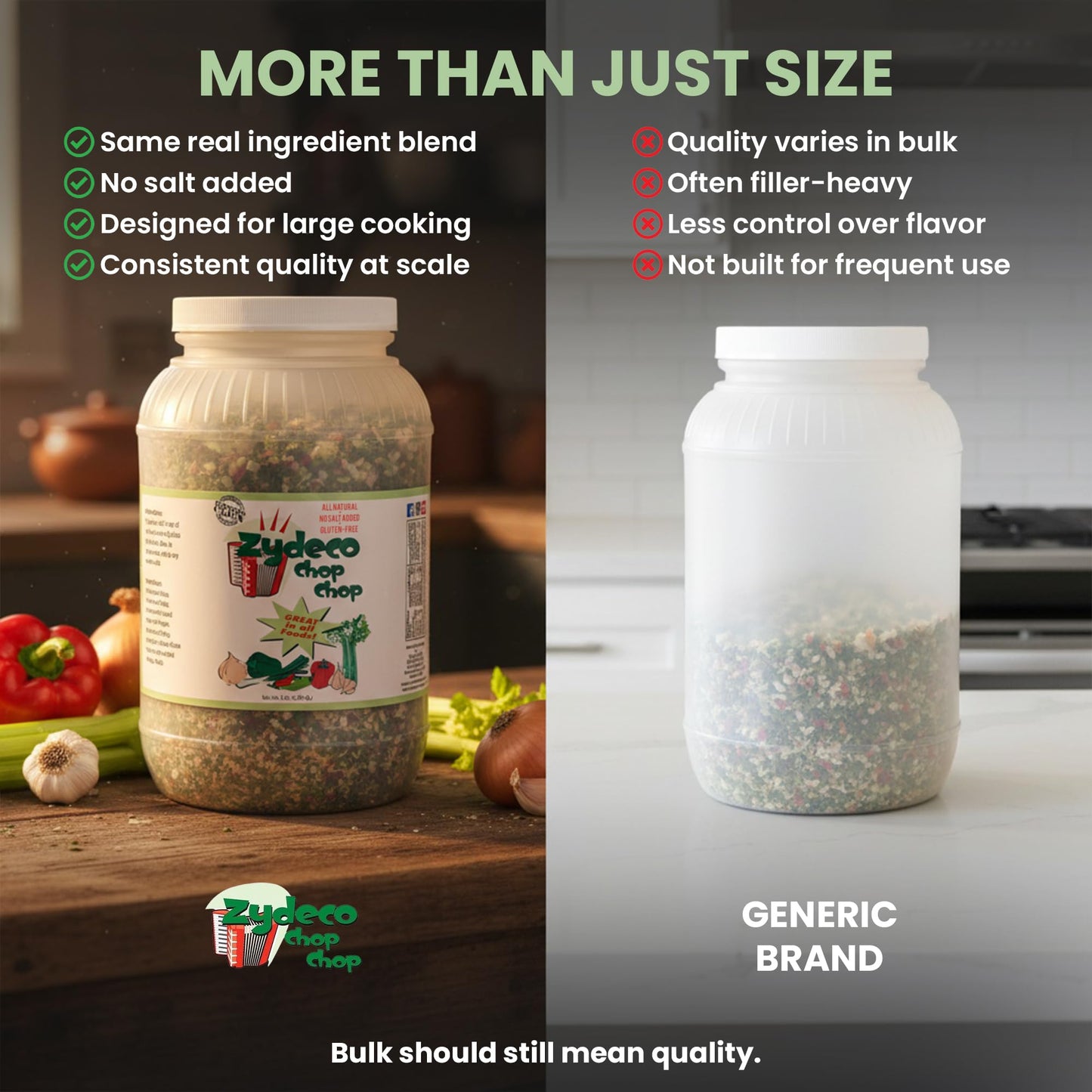 Zydeco Chop Chop Cajun Trinity Seasoning Bulk 3 lb Jar - Dehydrated Onion, Bell Pepper, Garlic & Celery - Salt Free, Gluten Free Vegetable Seasoning