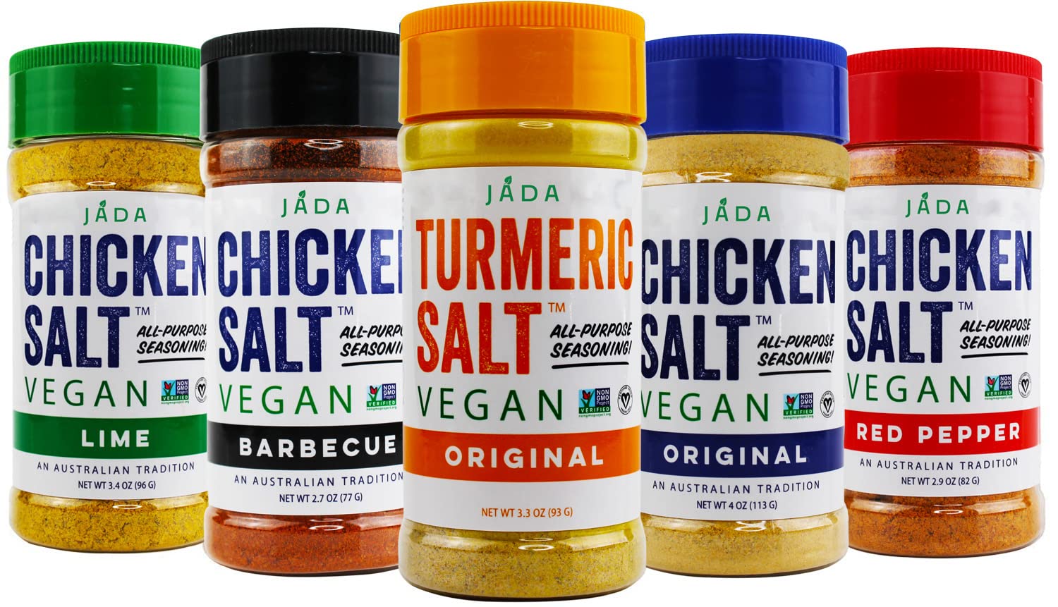 JADA Spices Chicken Salt Spice and Seasoning Set - Pack of 5 Seasonings - Vegan, Keto & Paleo Friendly - Perfect for Cooking, BBQ, Grilling, Rubs