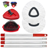 Spin Mop Handle, Mop Replacement Head,Brush,Base Compatible with OCedar EasyWring 1 Tank,2 Microfiber Mop Refills,1 Mop Base,1 Brush and 30-58" Mop