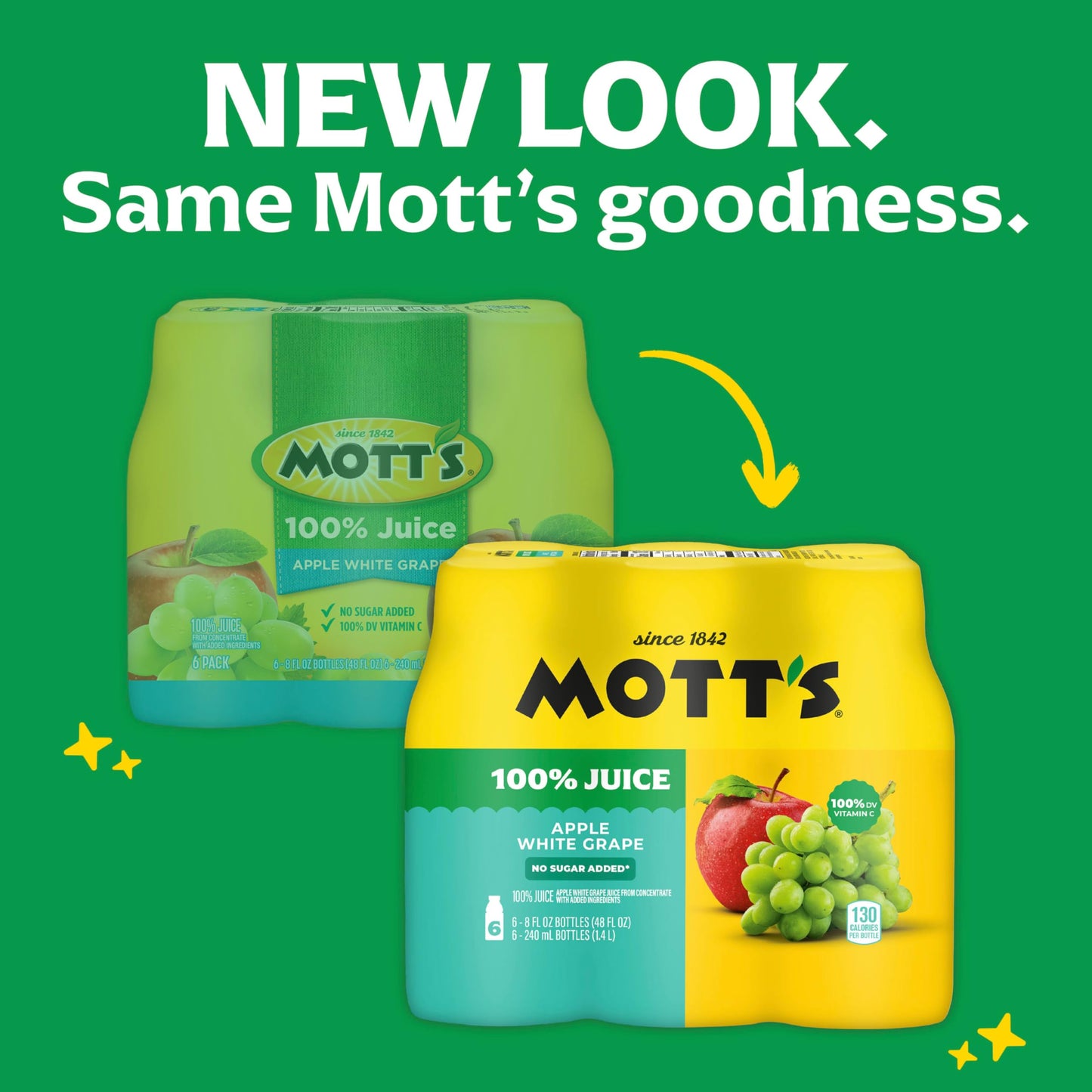 Mott's 100% Apple White Grape Juice, 8 fl oz bottles, 6 pack