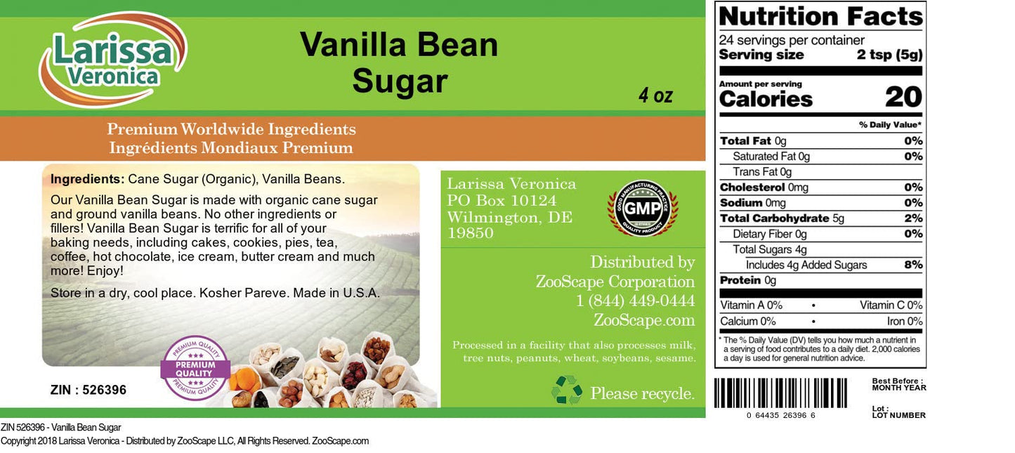 Vanilla Bean Sugar (4 oz, ZIN: 526396) - 2 Pack