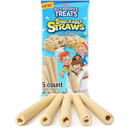 Rice Krispies Treats Cereal Straws, Sweet and Crunchy Wafer Tubes, On The Go Snacks, 5 Count, 1.76 Ounces