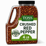 TOSS Crushed Red Pepper Flakes, Red Chili Bulk Spice 4 LB Container, Hot Pepper Flakes For Pizza Seasoning, Great for Chowder, Seafood, Pasta