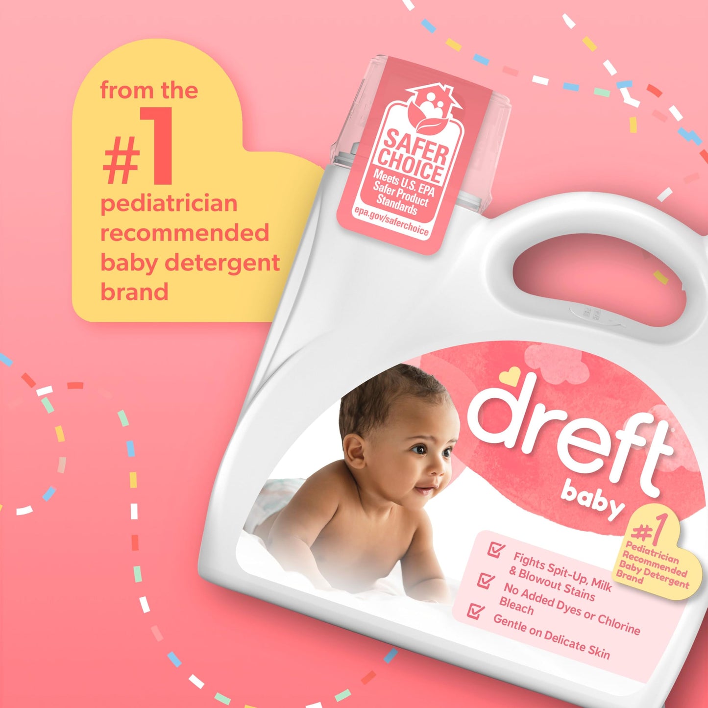 Dreft Liquid Laundry Detergent for Babies Unscented Laundry Detergent, 150 fl oz, 114 Loads