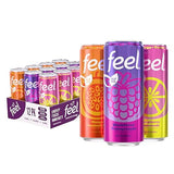 FEEL Variety Pack - Sparkling Zero Sugar Energy Drink - 3 Flavor Assortment, 140mg Plant-Based Caffeine from Green Coffee Beans + L-Theanine - Vitamin