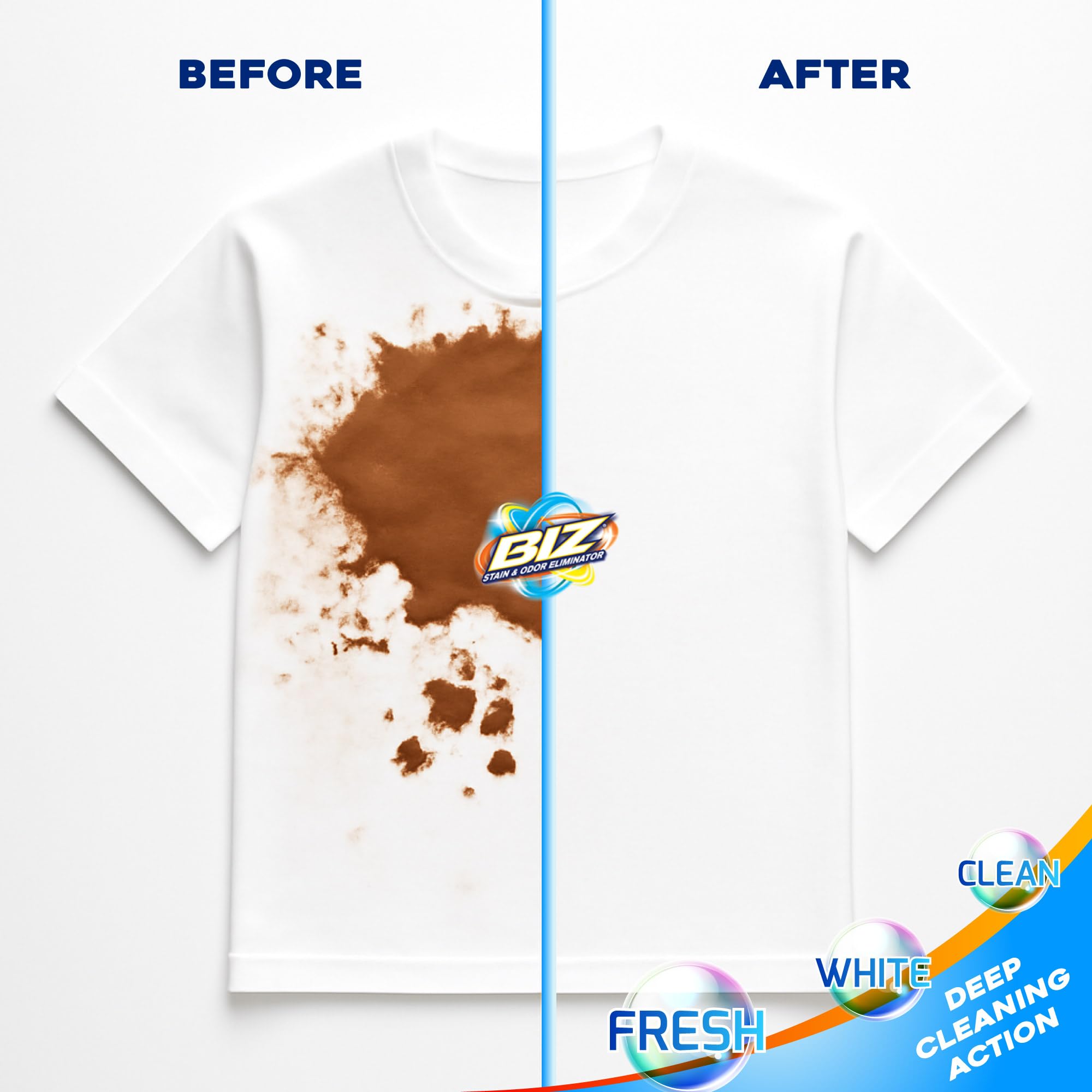 Biz Laundry Detergent Powder, Stain and Odor Eliminator for Tough Stains Like Grass Sweat and Food Grease, Powder Laundry Detergent, Color Safe, HE