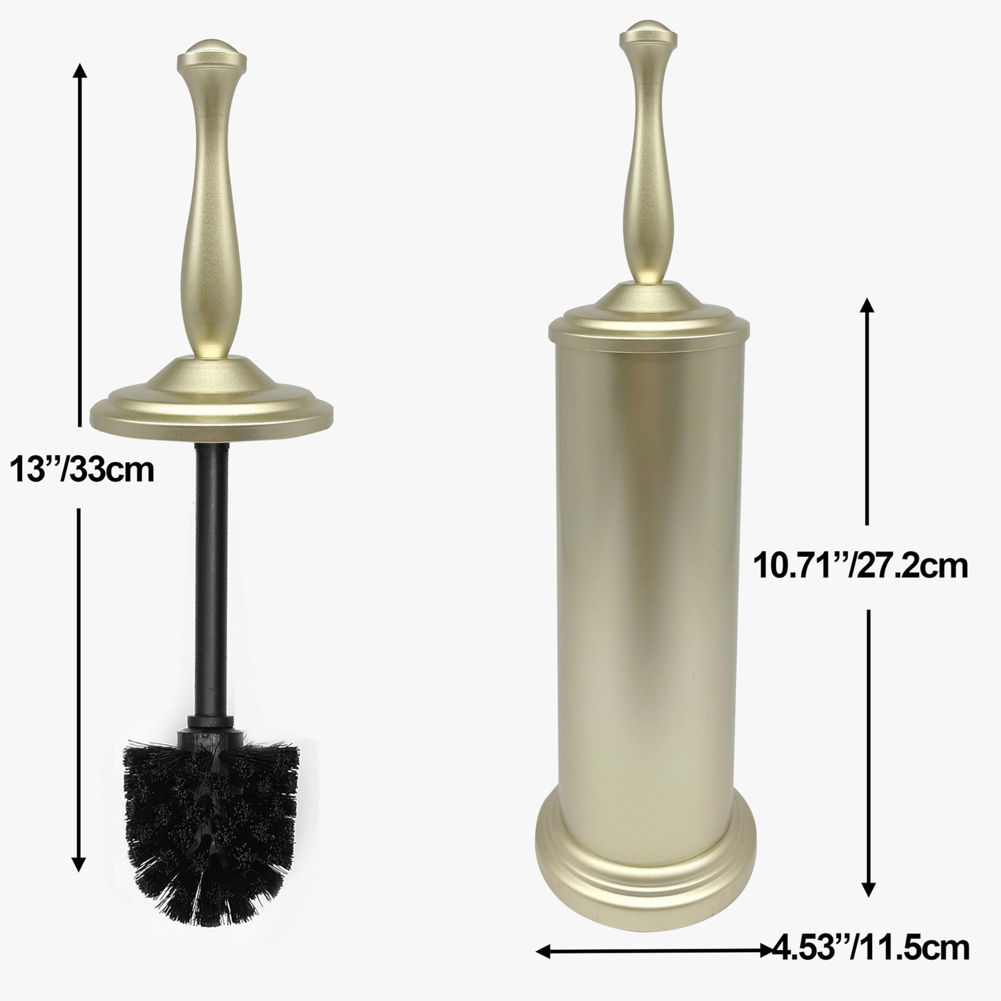 Indecor Home Satin Matte Soft Gold Toilet Bowl Brush with Holder, Durable Bathroom Cleaning Tool, Modern Design for Easy Toilet Maintenance, Bathroom