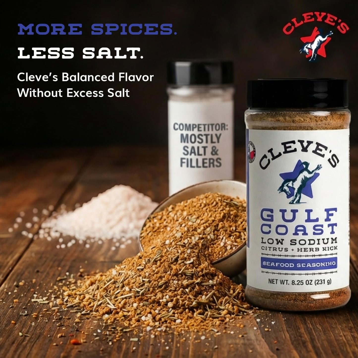 Cleve's Gourmet Gulf Coast Citrus and Herb Kick, Fish, Shrimp & Seafood Seasoning for Grilling & Cooking, 8.25 oz