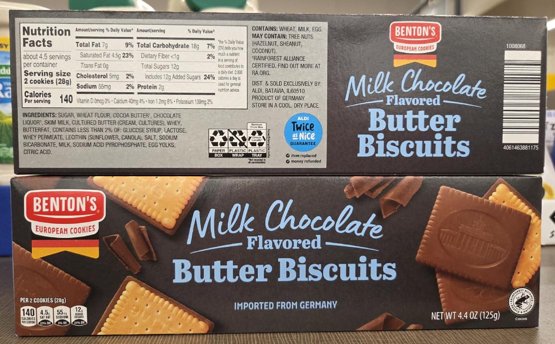Milk Chocolate Covered Butter Cookies - 4.4-Ounce Boxes (Pack of 2)