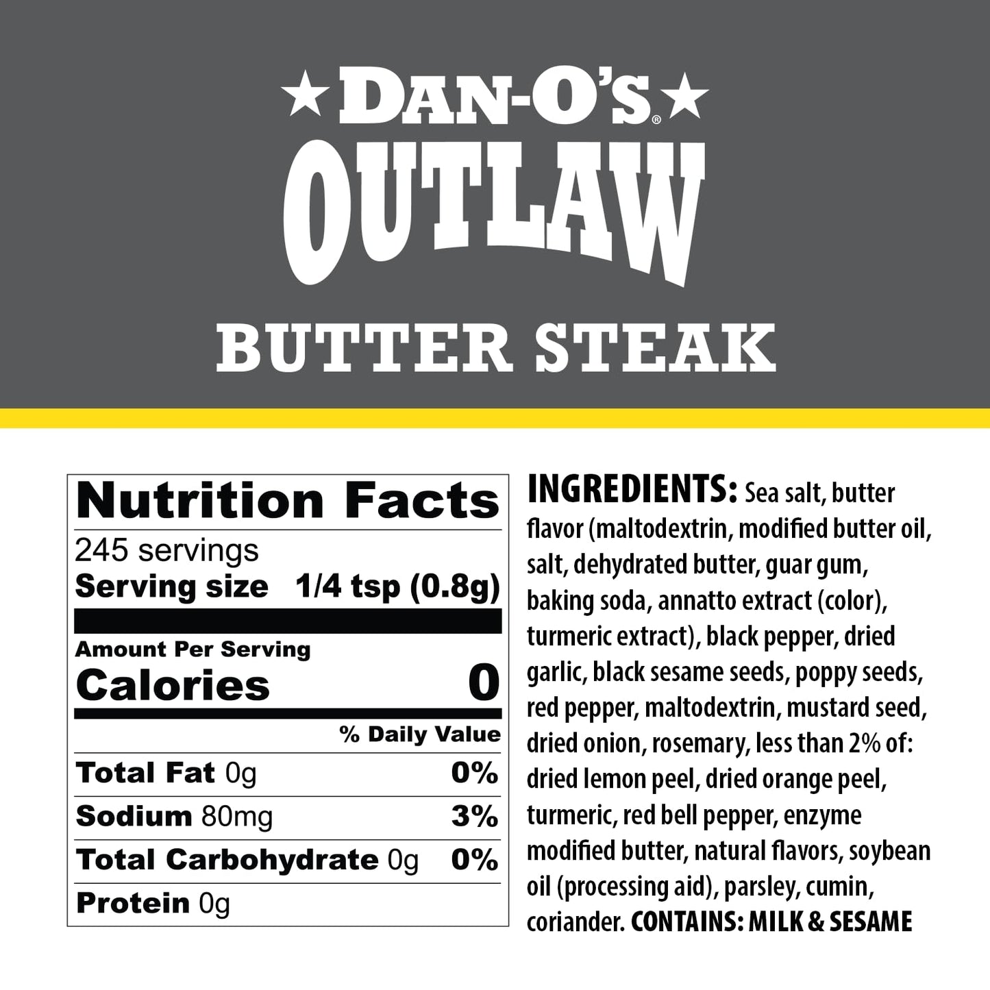 Dan-O’s Outlaw Seasoning Variety Pack - 3 Bottle Set - Butter Dust, Butter Steak & Blackened Bloody Mary - Bold Buttery & Blackened Spice Blends