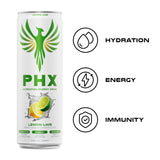 PHX Hydration Energy Drink - 700mg Electrolytes, 200mg Natural Green Tea Caffeine, 100% Daily Value 8 Essential Vitamins - 12 oz Cans (12 Pack) (12