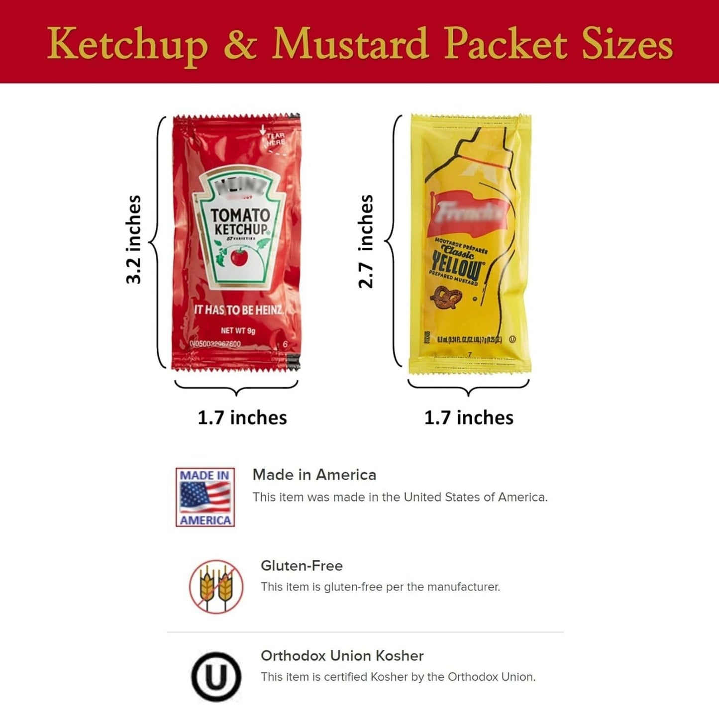 Gift Set: 100 Ketchup (9g) & 100 Mustard (7g) Packets - 200 Total Condement Packs (approximately 100 packets each)