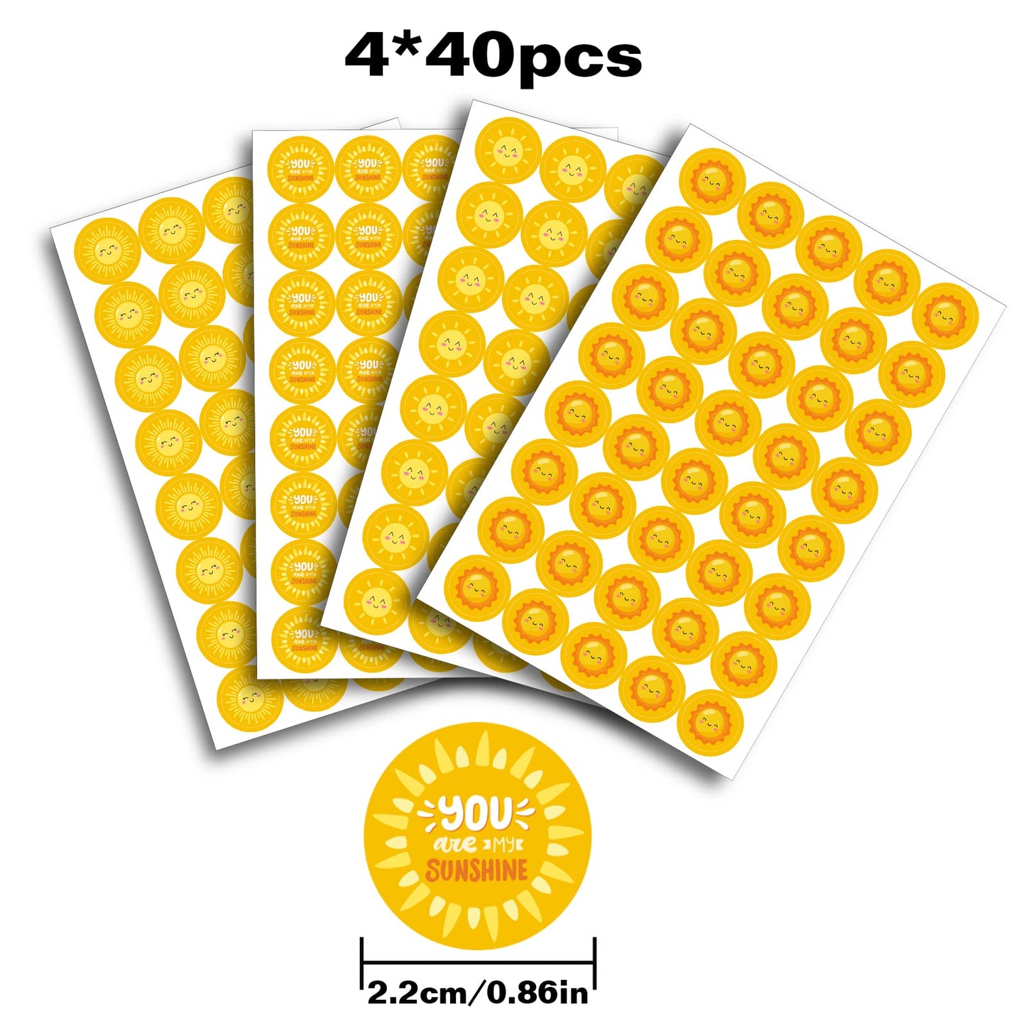 You are My Sunshine Round Candy Stickers - Sun Baby Shower or Birthday Party Round Labels Fit Chocolate Candy (160 Pieces