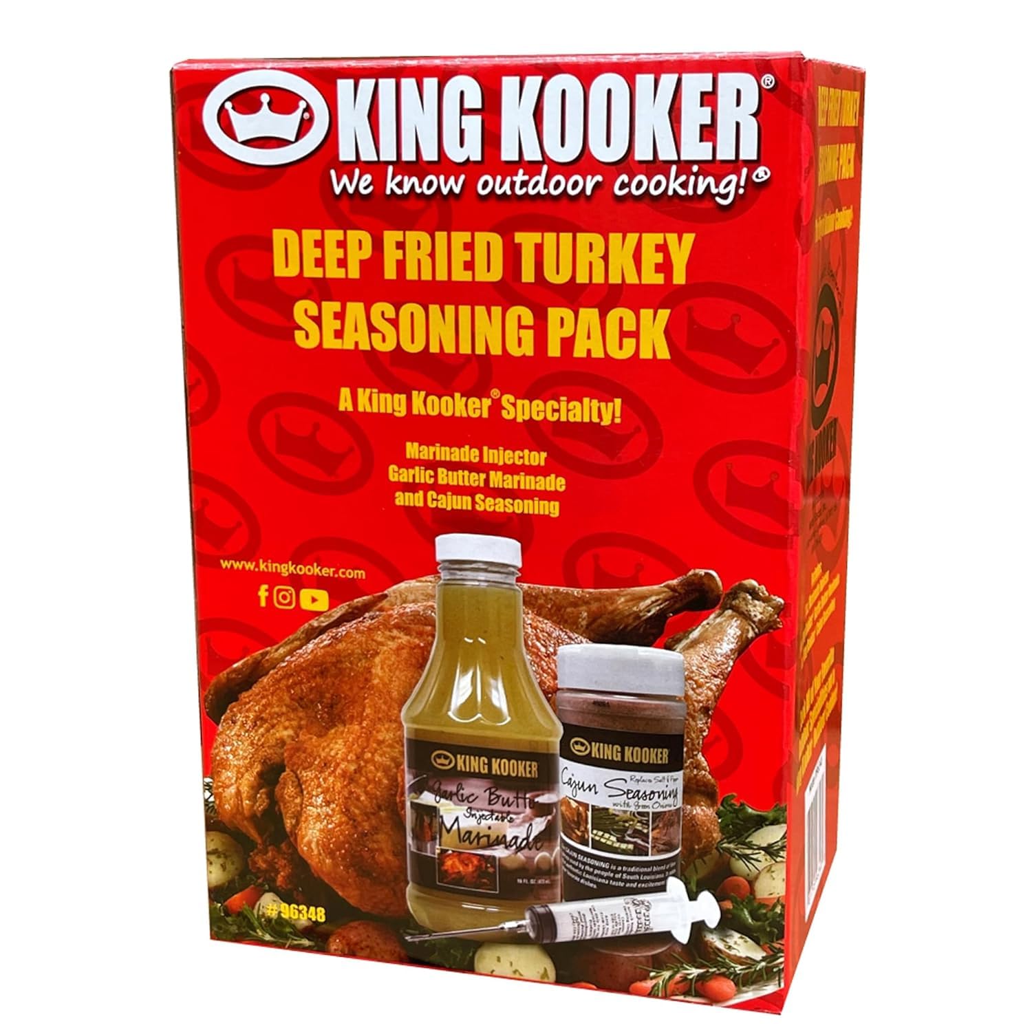 King Kooker Deep Fried Turkey Seasoning Pack - King Kooker Garlic Butter with Herbs Injectable Marinade-16 oz., Cajun Seasoning- 7 oz., 1 oz. Marinade