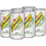 Schweppes Ginger Ale Zero Sugar Soda, 7.5oz cans, 6pk