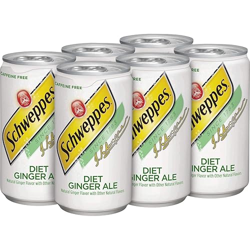 Schweppes Ginger Ale Zero Sugar Soda, 7.5oz cans, 6pk