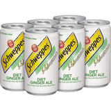 Schweppes Ginger Ale Zero Sugar Soda, 7.5oz cans, 6pk