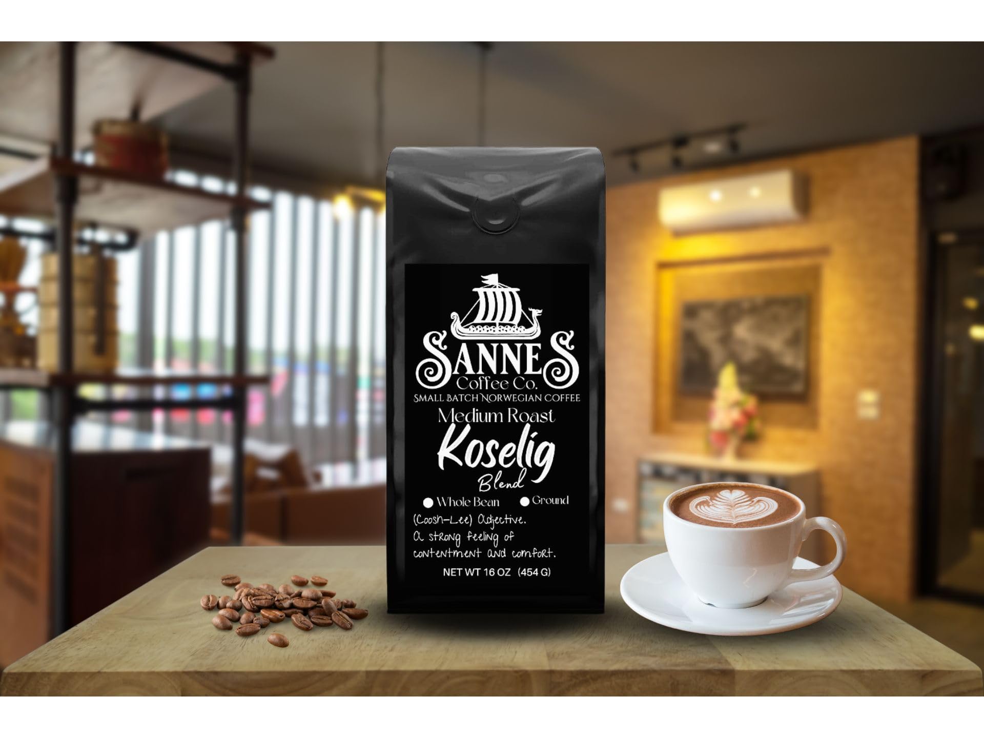 Sannes Coffee Co. Norwegian Coffee-Koselig Blend Medium Roast-Smooth Never Bitter-resealable Bag (Ground, 8 oz)
