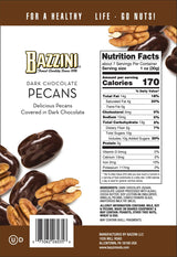 Bazzini Dark Chocolate Pecans, Gourmet Pecans Coated in Rich Dark Chocolate, Kosher, Since 1886 Gourmet Nut Snack, Made in USA (7oz Pouch)