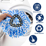 3 Pack Spin Mop Replacement Head Compatible with RinseClean 2-Tank System, Microfiber Mop Refill, Machine Washable Deep Cleaning Mop Head for Hardwood