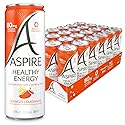 ASPIRE® Mango Lemonade, Healthy Energy Drink 80mg Natural Caffeine, Zero Sugar No Carbs Keto Friendly, 24 Pack Green Tea Sugar Free Drink Low Caffeine