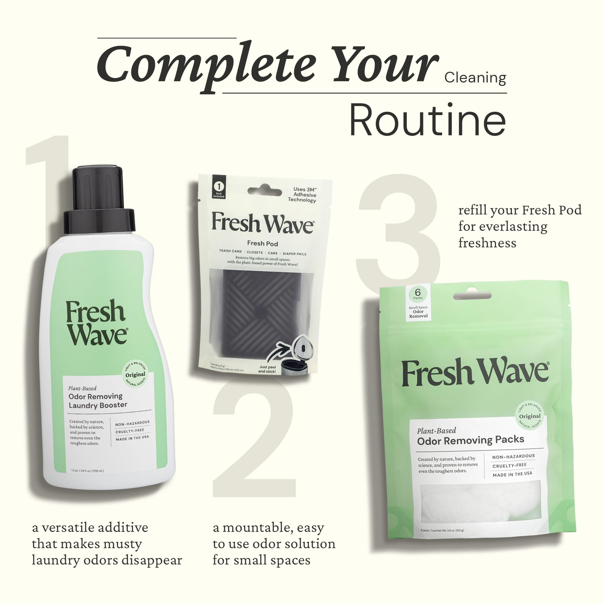 Fresh Wave Odor Eliminating & Deodorizing Packs | 2 Bags of 6 Each | Safer Odor Relief for Small Spaces | Natural Plant-Based Odor Eliminator | Odor