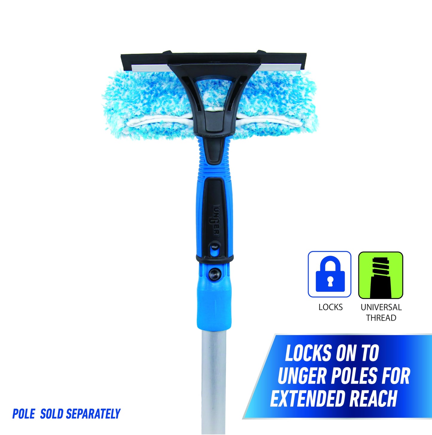 Unger Professional Connect and Clean 2-in-1 Squeegee and Scrubber, 6” Window Cleaning Tool, Commercial and Residential Use, Washer Cleaner Supplies