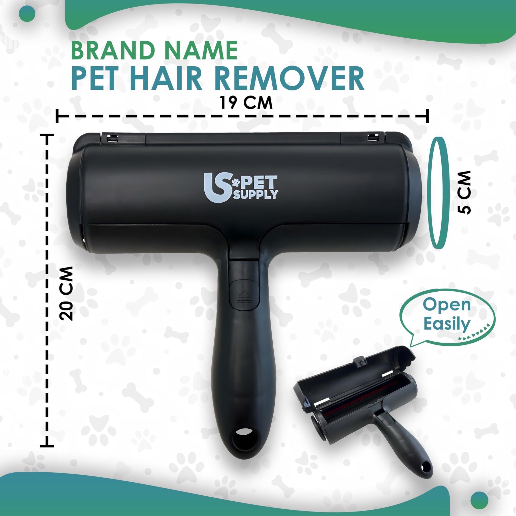 US PET SUPPLY Pet Hair Remover Roller-Reusable, Self Cleaning Lint Roller for Pet Hair Removal on Furniture, Carpets, Clothes & Car Seats-Dog & Cat