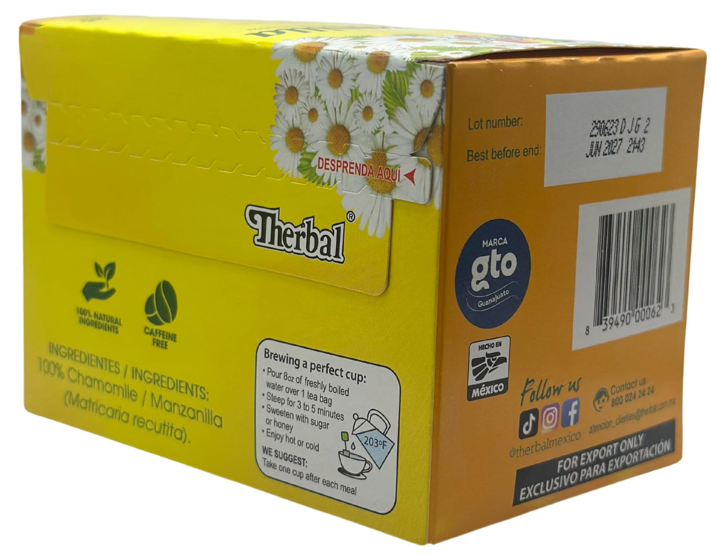 Therbal - Chamomile Tea (25ct) - Té de Manzanilla Sobres de 1g Cada Uno