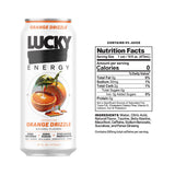 Lucky Energy Sugar Free Energy Drinks, Orange Drizzle, 16oz Cans (12-Pack) Healthy, Zero Sugar Energy Drink with Maca, Ginseng, Beta-Alanine, Taurine