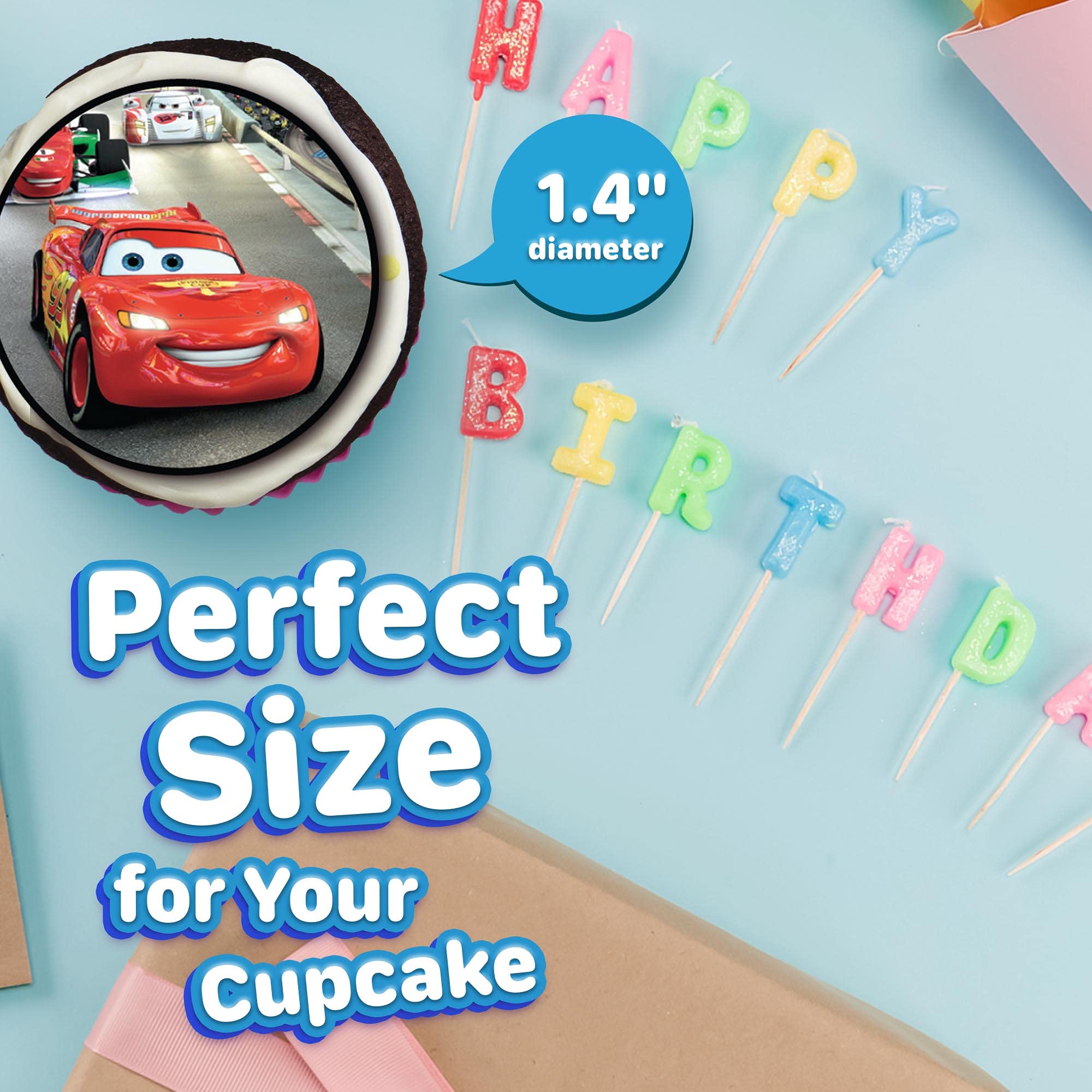 30 x Edible Cupcake Toppers - Racing Cars Themed Collection of Edible Cake Decorations | Uncut Edible on Icing Sheet