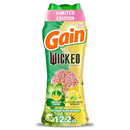 Gain In-Wash Laundry Scent Booster "Wicked: For Good" Limited Edition, Emerald Charm + Yellow Brick Wonder, 12.2 oz, Fresh Extender + Odor Protection