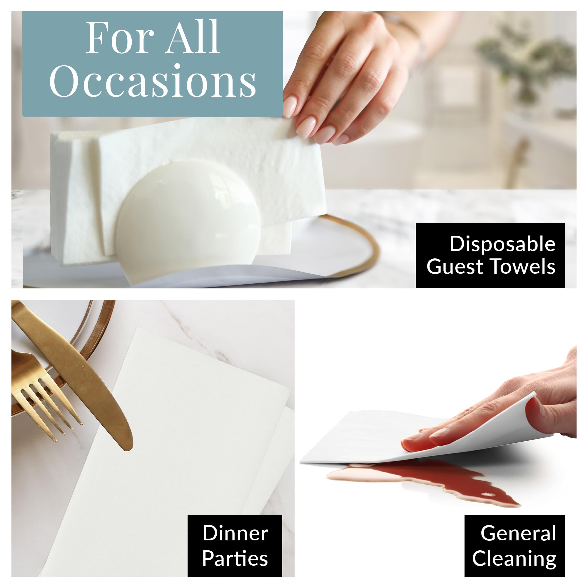 Reli. Bathroom Napkins Guest Disposable (60 Pack) Linen-Feel Guest Towels 12" x 15.75" | Cloth-Like Restroom Napkins | Paper Hand Towels for Bathroom