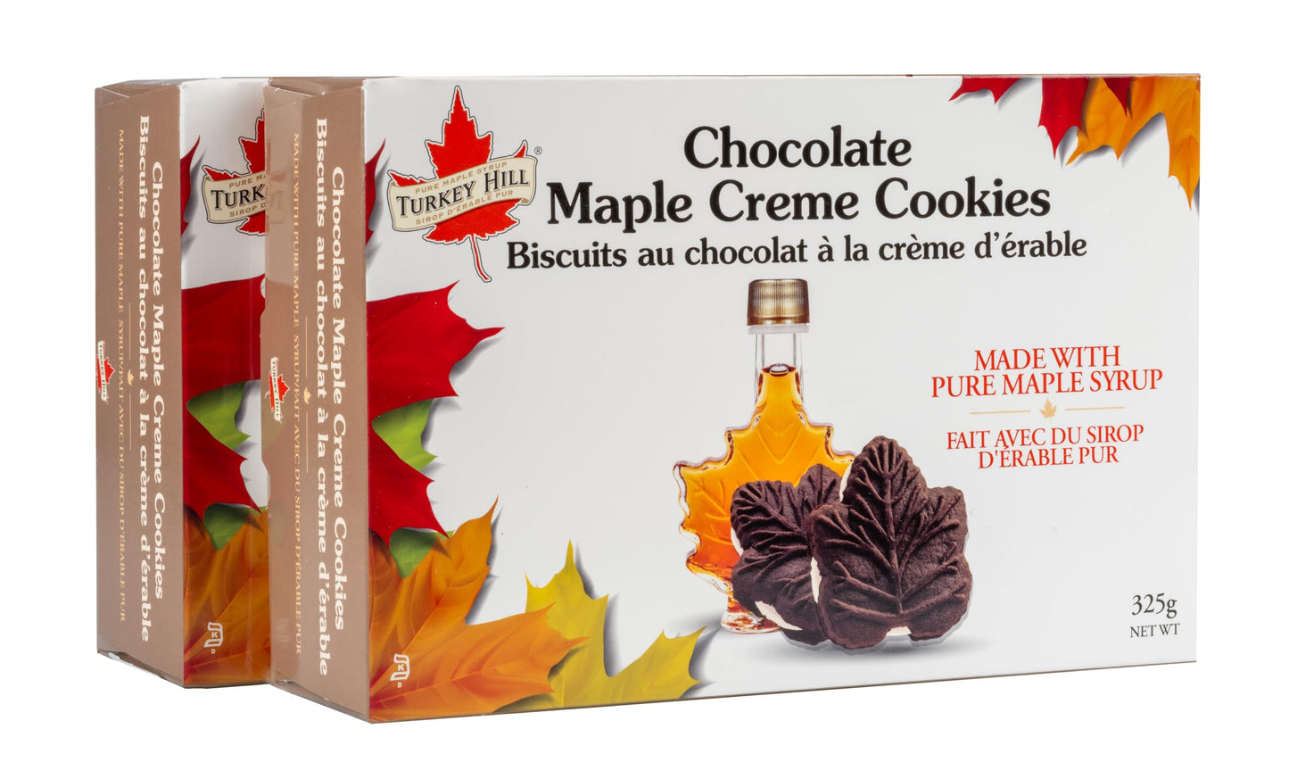 Turkey Hill Sugarbush 100% Pure Canadian Premium Maple Syrup Chocolate Cream Filled Cookies- All-Natural Maple Leaf Shape Delicious Cookies(2 Pack