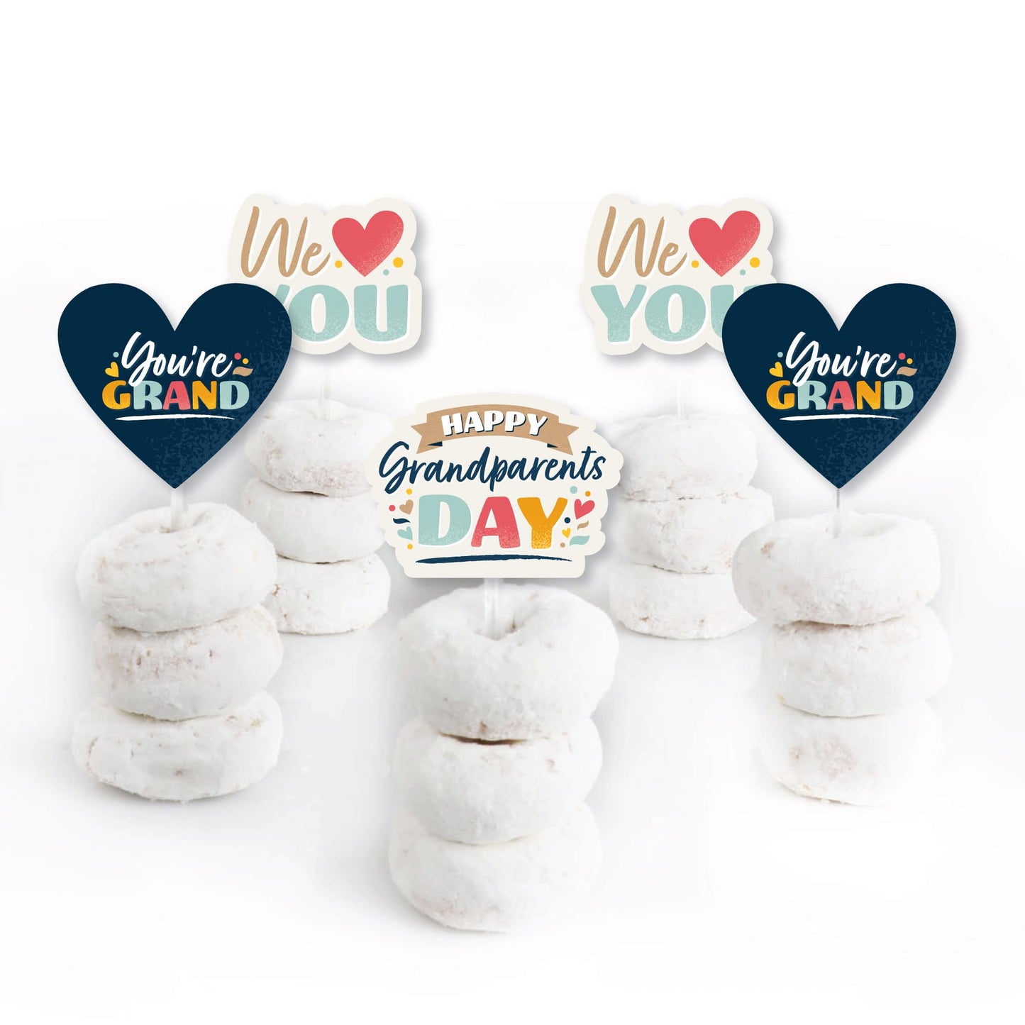 Big Dot of Happiness Happy Grandparents Day - Dessert Cupcake Toppers - Grandma and Grandpa Party Clear Treat Picks - Set of 24