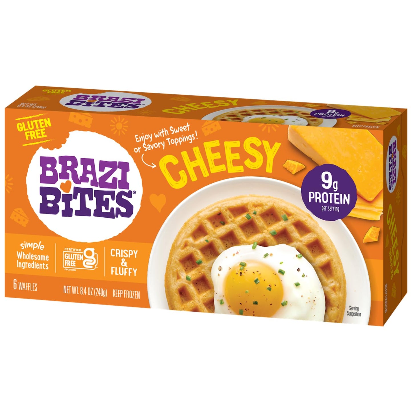 Brazi Bites Gluten-Free Cheesy Waffles | Six Count Cartons (8-pck)