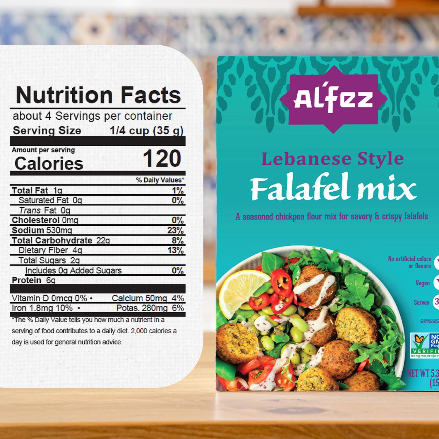 Al’Fez Lebanese Style Falafel Mix - 5.3oz (Pack of 1) - Chickpea Flour & Spice Blend for Crispy Falafels - Vegan, Quick & Easy Preparation - Perfect