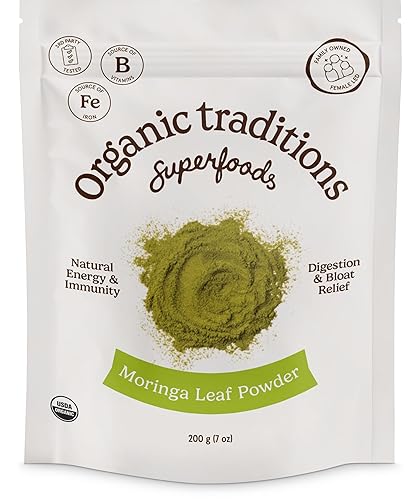 Organic Traditions Moringa Powder Organic, Green Superfood for Smoothies with Moringa Leaves, Rich in Natural Vitamins and Minerals, Traditionally
